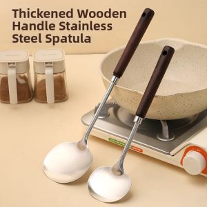 Wooden Handle Stainless Steel Anti-Slip Long Kitchen Turner
