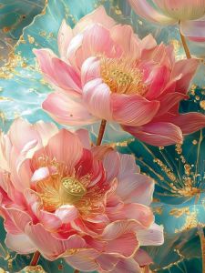 BILIBILI | Acrylic Paint By Numbers Pink for Lotus Oil Painting Package Art Picture For Bedroom Wall Adults Hand Painted Unique Gift