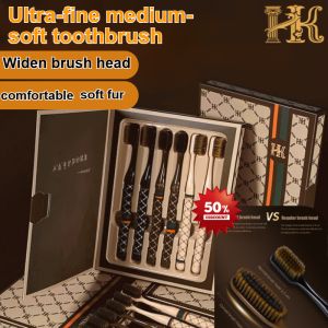 💕Lowest price💕Large head toothbrush set toothbrush red and green cup gift box large head soft bristles HK Red and Green League Light Luxury Ultra-fine Medium Soft Bristle Toothbrush