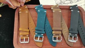 18mm 20mm 22mmVintage Oil Wax Leather Watchband 19/21/24mm Handmade Stitching Cowhide Strap for Omega for Seiko Smartwatch Wrist