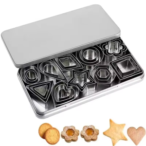 30Pcs Stainless Steel Sugar Biscuit Press Stamp Embosser Cookie Cutter DIY Fondant Cake Mold Pastry Decor Baking Accesories
