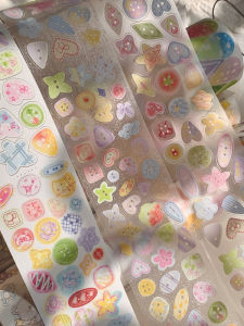 Glossy Transparent PET Film Stickers Roll Shiny Sand Effect Matte Finish Whole Roll Floral Design Business Stationery Supplies