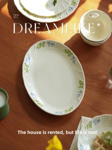 Elegant French Style Ceramic Fish Plate Large Size Oval Shaped Steamed Fish Dish Premium Quality Dining Set for Home Use