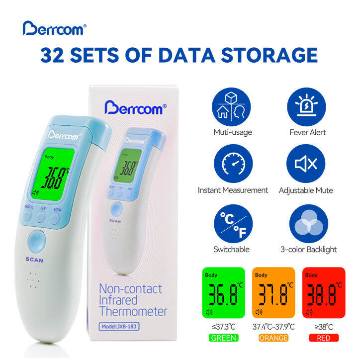 Berrcom Forehead Thermometer For Adults And Kids, Non Contact Infrared ...