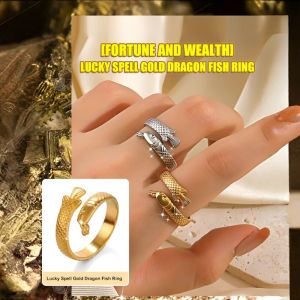 【锦鲤转运】Retro Fish-Shaped Adjustable Ring Niche Ring Open Ring 2025 New Versatile Design鱼形转运戒指