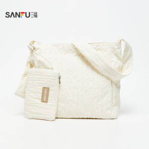 Sanfu Womens Large Capacity Commuter Casual Crossbody Tote Bag Soft Handle Fabric Lining Zipper Closure Square Shape