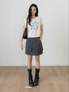 VNOOK | Chân Váy Ngắn A-line Mỏng Dạng Cotton-Linen