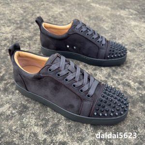 Real Leather ACL Red Sole Mens Shoes Rivet Couple Style Womens Shoes Diamond Casual Trendy Flat Bottom Board Shoes