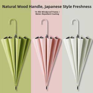 Japanese Style Light & Fresh Large UV Protection Straight Umbrella 16 Ribs