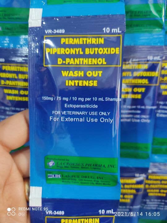 WASH OUT INTENSE (10ml X 6pc) shampoo that contains permethrin