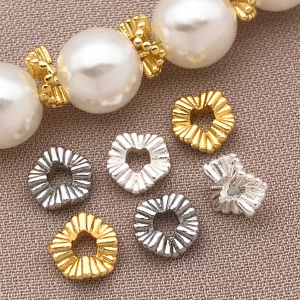 Mix 5/10pcs 18K copper plated real golden thick silvery white golden wave spacing beads DIY jewelry making accessories