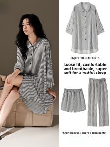 Miiow | Cat Woman Sleepwear Loose Short Sleeve Thin Home Clothes Set Youth Polyester Fiber Summer Outwear Suitable For Women