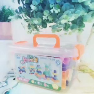 Promosi Terbatas !!!100PCS Kemasan Box Isi Mainan Anak Block Brick Ssusun Mainan Edukasi Pembelajaran Dini Hadiah Ulang Tahun Hadiah Liburan ABS Blok Pengaman Partikel Besar
