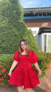 RayRai shop เดรสตรุสจีน สาวอวบ No.635 เดรสตรุษจีนดอกไม้ไฟ ปังกว่าประทัด ก็ชุดนี้แหละแม่ เดรสตรุษจีน