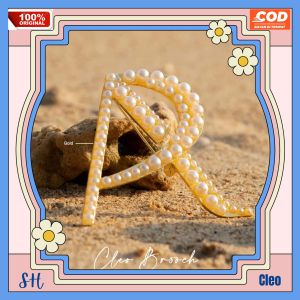 bros brooch pin peniti jarum dada jilbab cleo arrafi kuningan lapis emas mutiara anti karat fashion korea elegan mewah