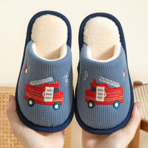 MONLEYTA | Childrens Cotton Slippers Anti-Slip Car Cartoon Boys Indoor Home Use Winter Warm Soft Sole Non-Slip Floor Shoes Toddler Kids