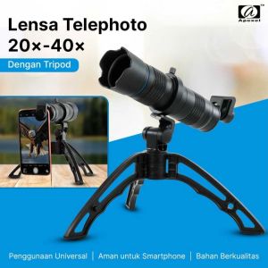 APEXEL HD 20x-40x Lensa Telephoto with Tripod + Tas Penyimpanan