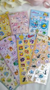 Bandai | 8 Styles Pokemon Characters 3D Puffy Stickers Cute Pikachu Cartoon Decals DIY Decor for Kids Scrapbook Stationery Phone Case G