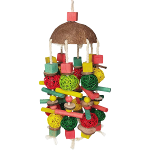 Bird Chewing Toy Parrot Training Toys Chewing Foraging Hanging Cage Paper Strings Wire Drawing Coconut Ball Toys Relieve Boredom