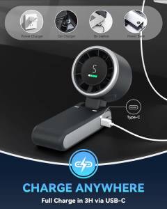 Portable Handheld Turbo Fan 5 Gear Wind USB-C Rechargeable Fan Up to 10 Working Hours 3 IN 1 Hand Fans with Air Turbo Tech