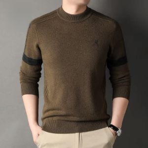 ROMON | Lomond Mens Knitted Sweater Thick Warm Round Neck Woolen Base Shirt Fashionable Urban Style Winter Long Sleeve Slim Fit Knitwear