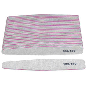 50Pcs Grey Nail Buffer Files 100/180 Grit Straight Curved Sand Polisher Double Sided Sandpaper Professional Manicure Supplies