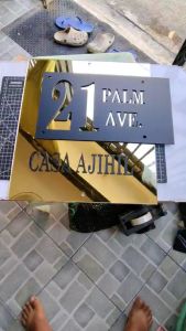 House Plate Number Signage(laser die cut out and  embossed) 12x12 inch Costumized/Personalized