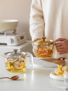 Kitchen Glass Oil Pouring Bottle with Scale Filter Oil Sludge Small Oil Pot Home Use Cooking Utensil Pure Color Nordic Style