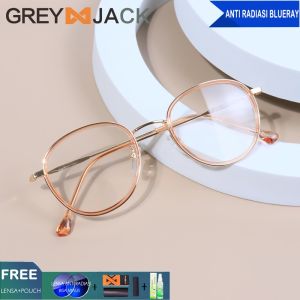 Grey Jack Kacamata Antiradiasi Blueray Korean Style Oval TR90+Metal Bisa Minus Fashion Pria dan Wanita Terbaru 1978