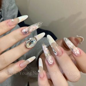 Handmade Bubble Rose Watercolor Wearable Nail Art Diamond Flashing Pure Sustainable Beauty Tool Chinese Brand Normal Specification