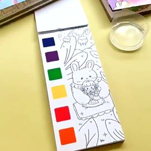12Sheets Painting Coloring Book Watercolor Paper Bookmark With Paint Brush Artist Tool Set Art Supplies Drawing Gift