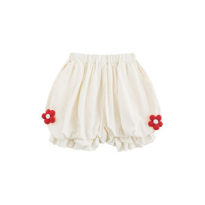 Quần Short Đèn Lồng Ren Cho Bé Gái Mùa Hè 2025 Quần Vải Cotton Dệt Kim Thêu Hình Con Búp Bê Hoạt Hình Quần Áo Trẻ Em Thoải Mái