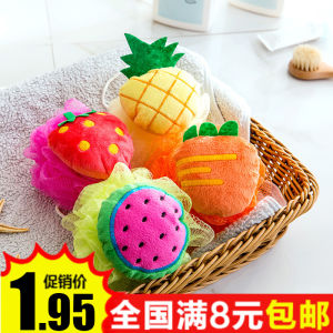 Colorful Fruit Shaped Bath Ball Childrens Bathing Sponge Bathroom Scrubbing Towel Bathing Supplies Fun in the Bath Toy