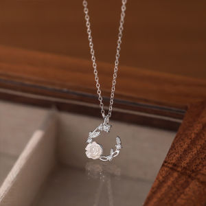 JYJIAYUJY 100% Whole Original Sterling Silver S925 45CM Necklace Chain In Stock 15MM Flower Zircon High Quality Fashion Hypoallergenic Jewelry Gift Daily Use JYN60
