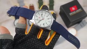 Box Exclusive Jam Tangan SA Classic VA-828ER / Jam Tangan Fashion Pria Tali Kain Diameter 44cm