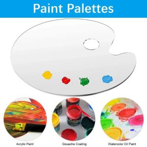1pcs Acrylic Clear Paint Tray High-quality Drawing Supplies Transparent Paint Palettes Gouache Oval Pigment Pallet
