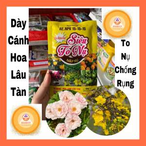 Phân bón lá siêu to nụ hoa 15-15-15 lên màu hoa dày cánh hoa lâu tàn gói 50g