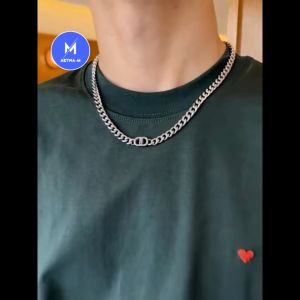 Double D Necklace Titanium Steel Chain Men Simple Hip Hop Cuban Chain Kalung Anti Karat Lelaki Rantai Leher 双D项链