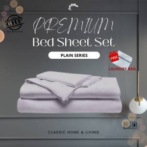 CHF Single Premium Fitted Bedding Set/Plain Series/Bed Sheet Murah/Free Laundry Bag