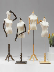Minimalist Modern Wooden Half-Length Mannequin for Clothing Stores Korean-Style Window Display Stand for Bridal Gowns Liftable