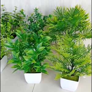 Sampai7an PBP38 / Ornamen Tanaman Hias Hijau Plastik Artificial Flower Dekorasi Rumah Ruangan Pot Bunga Palsu / COD