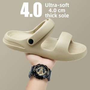 Mens Summer Outdoor Sandals Anti-Slip Breathable Driving Beach Shoes Water-Resistant Flat Heel EVA Slippers Casual Slip-On
