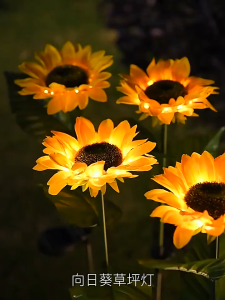 3 Heads LED Solar Simulation Sunflower Light Garden Yard Lawn Night Lights Landscape Lamp Home Decoration Christmas Decoration