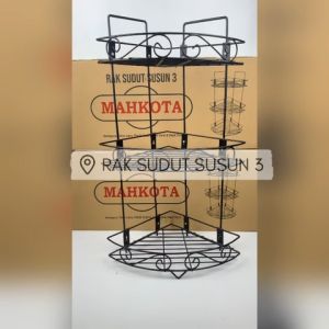 RAK SUDUT SUSUN 3 UNTUK POJOKAN KAMAR MANDI SERBAGUNA ANTI KARAT BAHAN BESI TEBAL WARNA HITAM HARGA MURAH BARANG BERKUALITAS DISKON TERLARIS PROMO