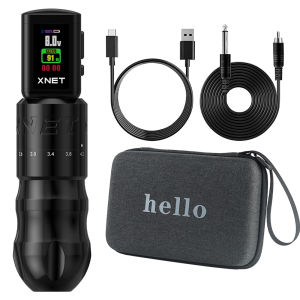 XNET T2 Rotary Tattoo Pen Kit With Wireless RCA Power Supply 7 Adjustable Stroke 20pcs Cartridges Makeup Machine For Tattoo Art