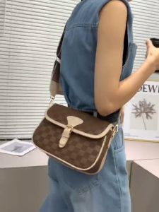 HANKE Damier Snap Button Buckle Crossbody Shoulder Sling Bag