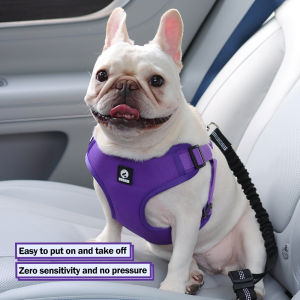 Sentexin Dog Harness Adjustable Pet Harness Vest with Car Safety Belt for Small Medium Large Dogs Breathable Dog Chest Strap for French Bulldog S/M/L/XL