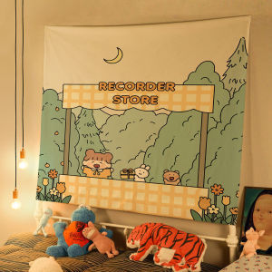 VIKAMA Cartoon Tapestry Childrens Room Ins Scandinavian Style Painting Good Night Story Baking Scene Wall Decoration
