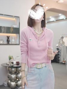 Áo Len Dệt Kim Có Mũ Trùm Đầu Thời Trang Mới Cho Nữ Mùa Xuân 2025 Áo Khoác Không Tay Dài Thường Ngày Có Họa Tiết Bướm