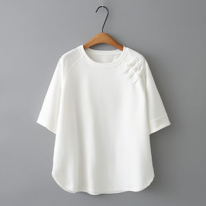 2024 Summer Clothing Korean Style New Casual Top 100.00kg Chubby Girl National Style Shoulder Buckle Short sleeve T-shirt Plus size women clothing